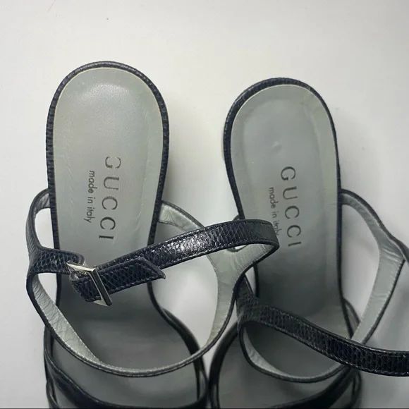 Gucci Black Block Heel Ankle Strap Sandal - Picture 2 of 16